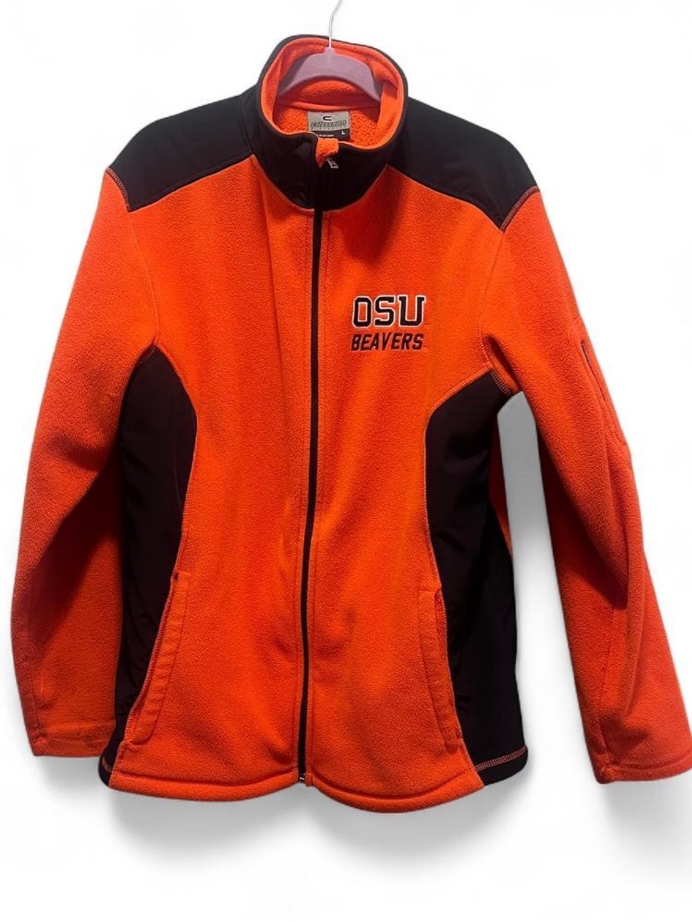 Colosseum OSU Beavers Orange and Black Fleece Jacket Size Large
